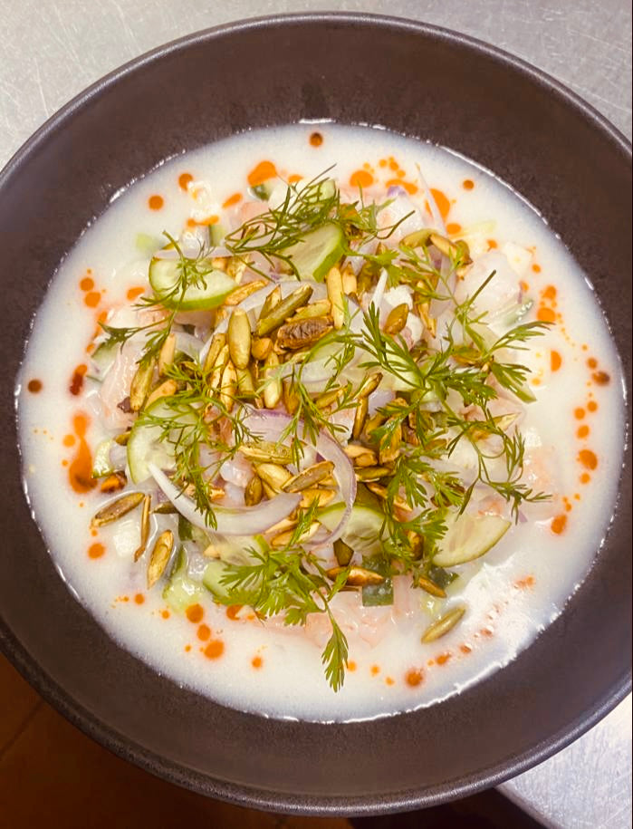 Ceviche de camarón coco