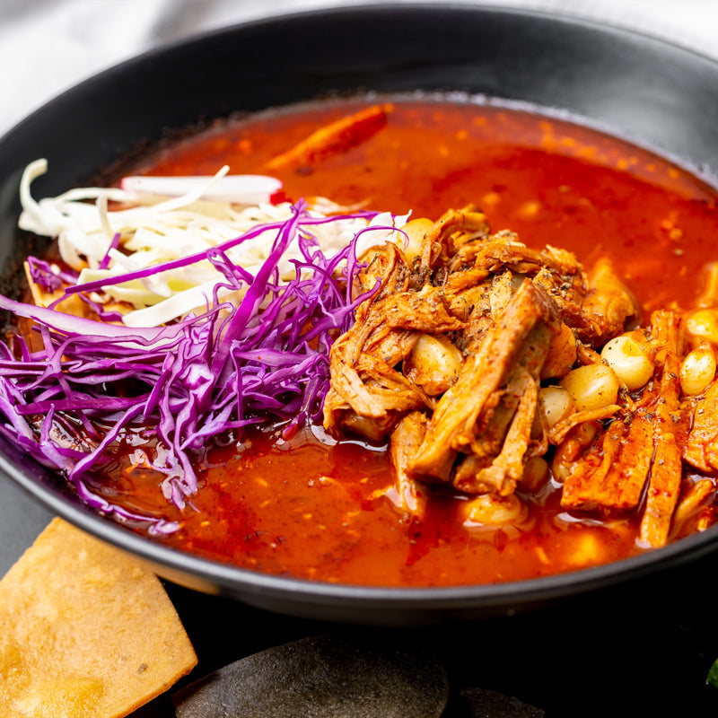 Pozole rojo estilo Jalisco
